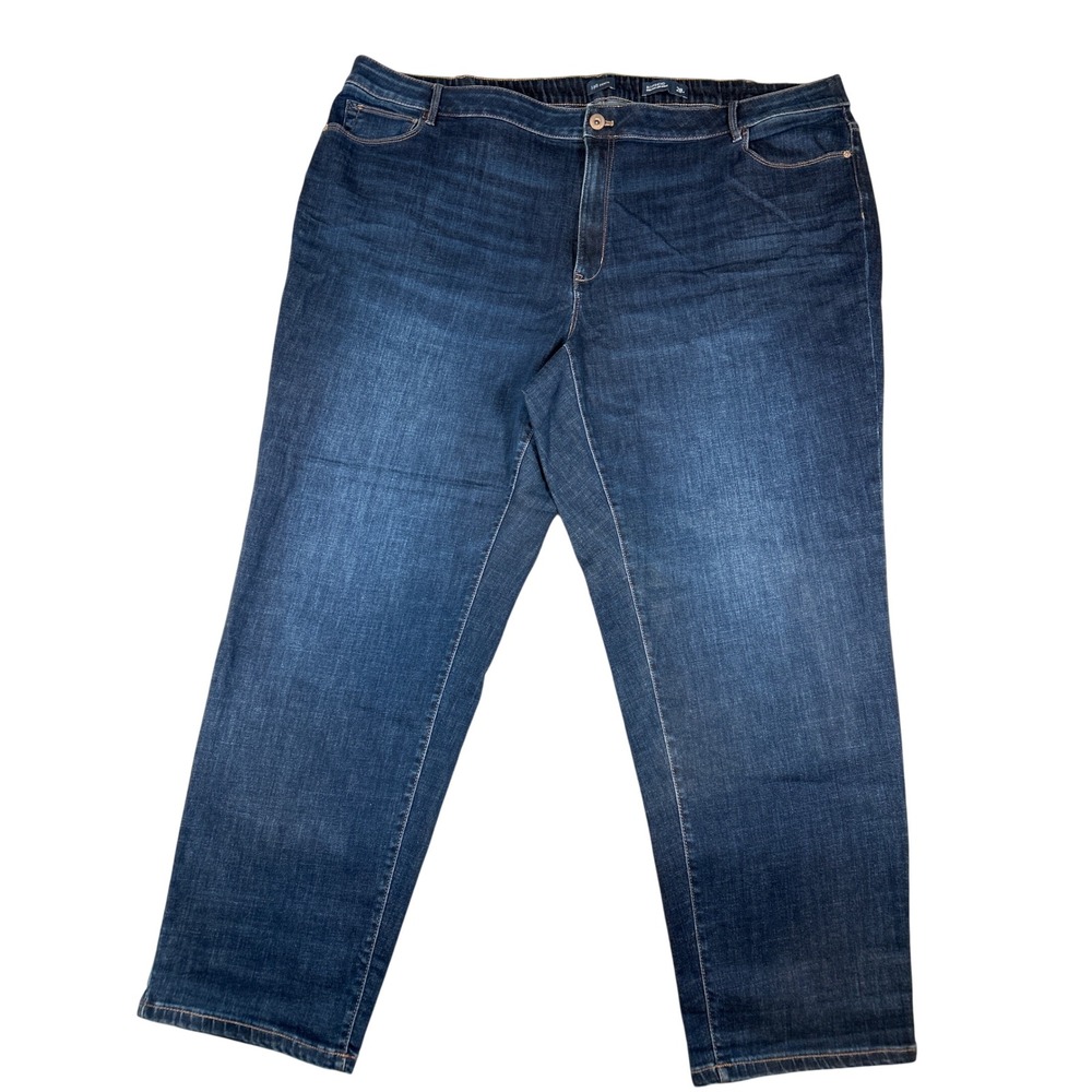 J Jill Denim Boyfriend Straight‎ Leg Ankle Jeans Dark Wash Blue Plus Size 28W
